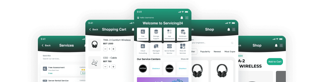 Servicing24 Mobile App Mockup Showcase